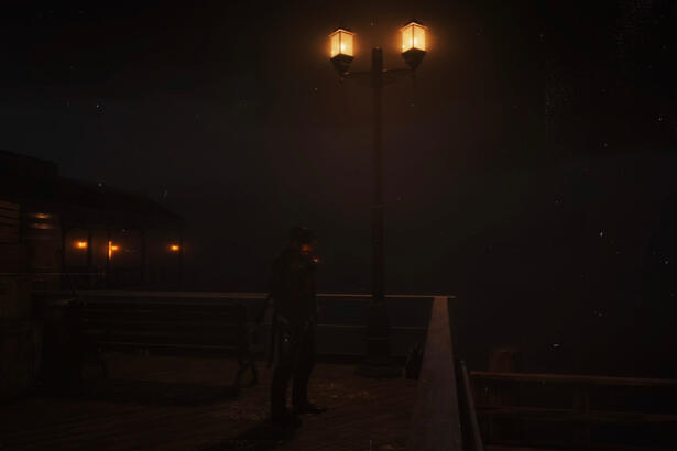Vin smoking on pier